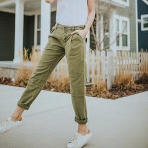FREE PEOPLE Olive Green Boyfriend Utility Pants